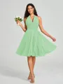 A-line/Princess Halter Short/Mini Sleeveless Chiffon Bridesmaid Dress