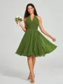 A-line/Princess Halter Short/Mini Sleeveless Chiffon Bridesmaid Dress