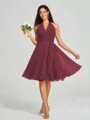 A-line/Princess Halter Short/Mini Sleeveless Chiffon Bridesmaid Dress
