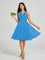 A-line/Princess Halter Short/Mini Sleeveless Chiffon Bridesmaid Dress