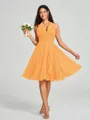 A-line/Princess Halter Short/Mini Sleeveless Chiffon Bridesmaid Dress