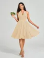 A-line/Princess Halter Short/Mini Sleeveless Chiffon Bridesmaid Dress