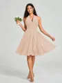 A-line/Princess Halter Short/Mini Sleeveless Chiffon Bridesmaid Dress