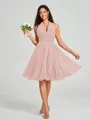 A-line/Princess Halter Short/Mini Sleeveless Chiffon Bridesmaid Dress