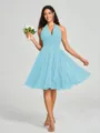 A-line/Princess Halter Short/Mini Sleeveless Chiffon Bridesmaid Dress