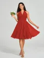 A-line/Princess Halter Short/Mini Sleeveless Chiffon Bridesmaid Dress