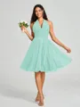 A-line/Princess Halter Short/Mini Sleeveless Chiffon Bridesmaid Dress