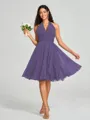 A-line/Princess Halter Short/Mini Sleeveless Chiffon Bridesmaid Dress