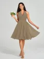 A-line/Princess Halter Short/Mini Sleeveless Chiffon Bridesmaid Dress