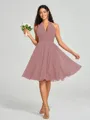 A-line/Princess Halter Short/Mini Sleeveless Chiffon Bridesmaid Dress