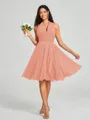 A-line/Princess Halter Short/Mini Sleeveless Chiffon Bridesmaid Dress