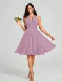 A-line/Princess Halter Short/Mini Sleeveless Chiffon Bridesmaid Dress