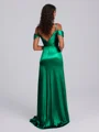 Sheath Cold Shoulder Pleated Floor-Length Bridesmaid Dress