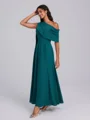 A-line One-Shoulder Pleated Ankle-Length Corset Bridesmaid Dress