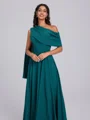 A-line One-Shoulder Pleated Ankle-Length Corset Bridesmaid Dress