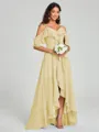 A-line/Princess Straps Asymmetrical Short Sleeves Chiffon Bridesmaid Dress