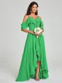 A-line/Princess Straps Asymmetrical Short Sleeves Chiffon Bridesmaid Dress