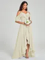 A-line/Princess Straps Asymmetrical Short Sleeves Chiffon Bridesmaid Dress
