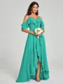 A-line/Princess Straps Asymmetrical Short Sleeves Chiffon Bridesmaid Dress
