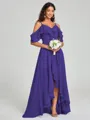 A-line/Princess Straps Asymmetrical Short Sleeves Chiffon Bridesmaid Dress