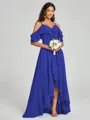 A-line/Princess Straps Asymmetrical Short Sleeves Chiffon Bridesmaid Dress