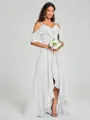 A-line/Princess Straps Asymmetrical Short Sleeves Chiffon Bridesmaid Dress