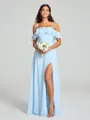 A-line/Princess Spaghetti Straps Floor-Length Sleeveless Chiffon Bridesmaid Dress
