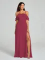 A-line/Princess Spaghetti Straps Floor-Length Sleeveless Chiffon Bridesmaid Dress