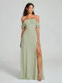 A-line/Princess Spaghetti Straps Floor-Length Sleeveless Chiffon Bridesmaid Dress