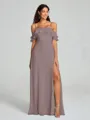 A-line/Princess Spaghetti Straps Floor-Length Sleeveless Chiffon Bridesmaid Dress