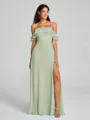 A-line/Princess Spaghetti Straps Floor-Length Sleeveless Chiffon Bridesmaid Dress