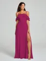 A-line/Princess Spaghetti Straps Floor-Length Sleeveless Chiffon Bridesmaid Dress