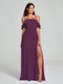 A-line/Princess Spaghetti Straps Floor-Length Sleeveless Chiffon Bridesmaid Dress