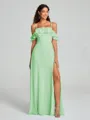 A-line/Princess Spaghetti Straps Floor-Length Sleeveless Chiffon Bridesmaid Dress