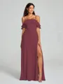 A-line/Princess Spaghetti Straps Floor-Length Sleeveless Chiffon Bridesmaid Dress