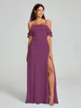 A-line/Princess Spaghetti Straps Floor-Length Sleeveless Chiffon Bridesmaid Dress