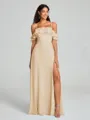 A-line/Princess Spaghetti Straps Floor-Length Sleeveless Chiffon Bridesmaid Dress