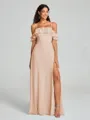 A-line/Princess Spaghetti Straps Floor-Length Sleeveless Chiffon Bridesmaid Dress