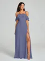 A-line/Princess Spaghetti Straps Floor-Length Sleeveless Chiffon Bridesmaid Dress