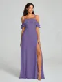 A-line/Princess Spaghetti Straps Floor-Length Sleeveless Chiffon Bridesmaid Dress