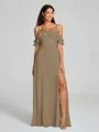 A-line/Princess Spaghetti Straps Floor-Length Sleeveless Chiffon Bridesmaid Dress