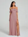 A-line/Princess Spaghetti Straps Floor-Length Sleeveless Chiffon Bridesmaid Dress