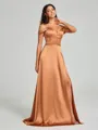 A-line/Princess Sweetheart Sweep Train Sleeveless Silk Like Satin Bridesmaid Dress