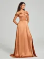 A-line/Princess Sweetheart Sweep Train Sleeveless Silk Like Satin Bridesmaid Dress
