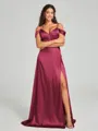 A-line/Princess Sweetheart Sweep Train Sleeveless Silk Like Satin Bridesmaid Dress