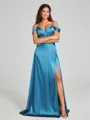 A-line/Princess Sweetheart Sweep Train Sleeveless Silk Like Satin Bridesmaid Dress