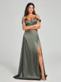 A-line/Princess Sweetheart Sweep Train Sleeveless Silk Like Satin Bridesmaid Dress
