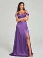 A-line/Princess Sweetheart Sweep Train Sleeveless Silk Like Satin Bridesmaid Dress