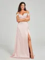 A-line/Princess Sweetheart Sweep Train Sleeveless Silk Like Satin Bridesmaid Dress