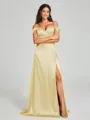 A-line/Princess Sweetheart Sweep Train Sleeveless Silk Like Satin Bridesmaid Dress